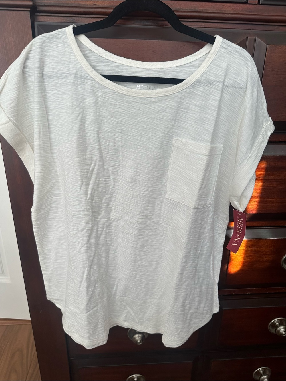 Merona Sz XXL White Short-Sleeve Pocket Tee 100% Cotton NWT